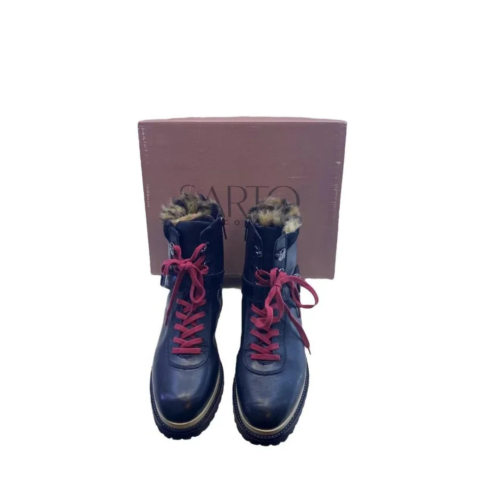 Sarto‎ Black Leather Red Ladies  Womens Boots